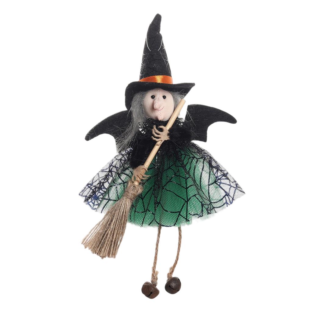 Halloween Witch Hanging Decor Cute Broomstick Ornament Party Hanging Witch Decoration Witch Doll with Bells Halloween Gift