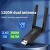 Fast Speed USB  WiFi Adapter, 1200Mbps 5G/2.4G Networking Adapter for Desktop Laptop PC