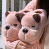 Cute dog cotton slippers autumn and winter couple thickened warm home cotton mop non-slip soft bottom home indoor hair slippers