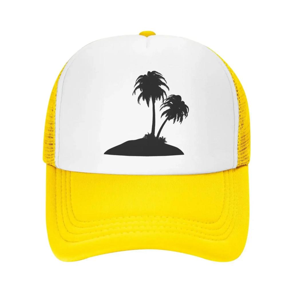 Tropical Tree Mesh Baseball Cap Coconut Palm Tree Adjustable Trucker Hat Snapback Sports Hat for Unisex Women