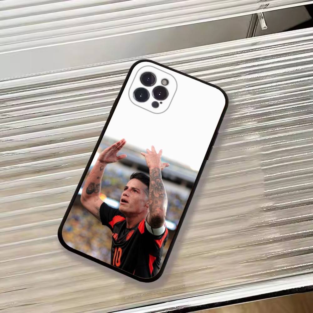 Football J-James Rodriguez Phone Case For iPhone 17,16,15,14,13,12,11 Plus,Pro Max,XS,Soft Silicone Black Cover
