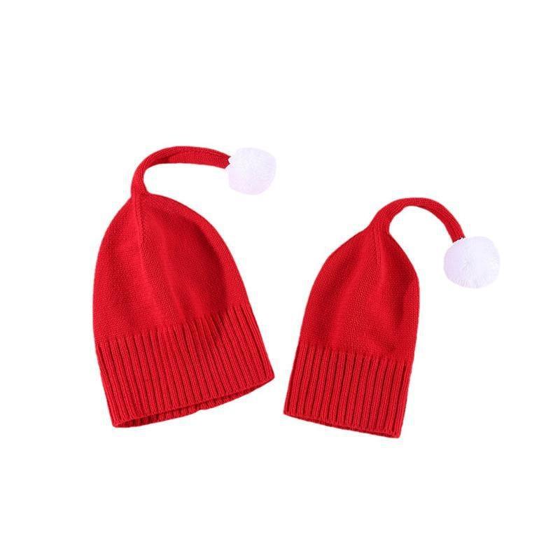 Autumn and winter new children's Christmas hats, boys and girls parent-child warm knitted hats, cute hairball wool hats