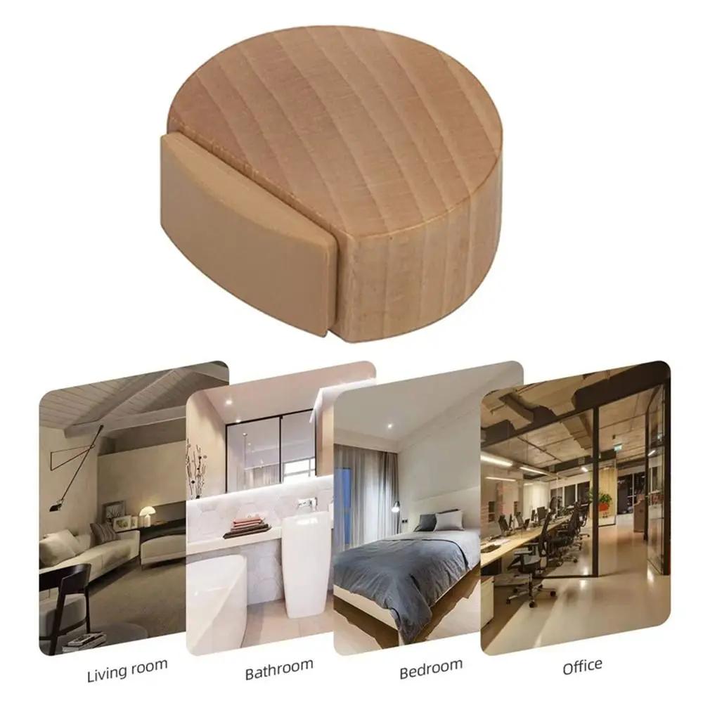 Mute Silent Block Round Wooden Door Stop Wall Floor Furniture Protection Anti-Collision Door Rear Stop Wooden Door Stopper