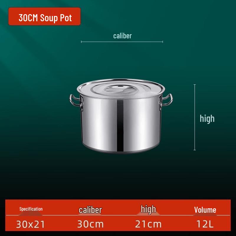 Thickened Stainless Steel Induction Stockpot with Lid