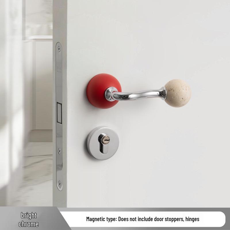 Bureau White Travertine Magnetic Silent Door Handle for Modern Luxury Bedrooms