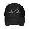 EKG Cat Print Black Casual Outdoor Hat Machine Washable Sporty Design for Fashion Enthusiasts Mesh Baseball Cap