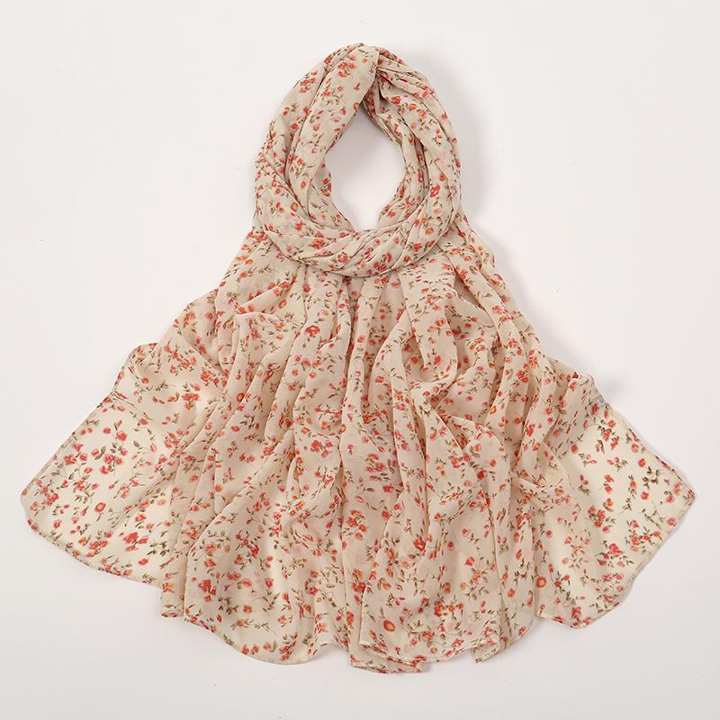 Modischer Blumenmuster Chiffon Schal Für Muslimische Frauen Chiffon Hijab Mode Damen Elegante Lange Schals Wickeltücher Fabrik