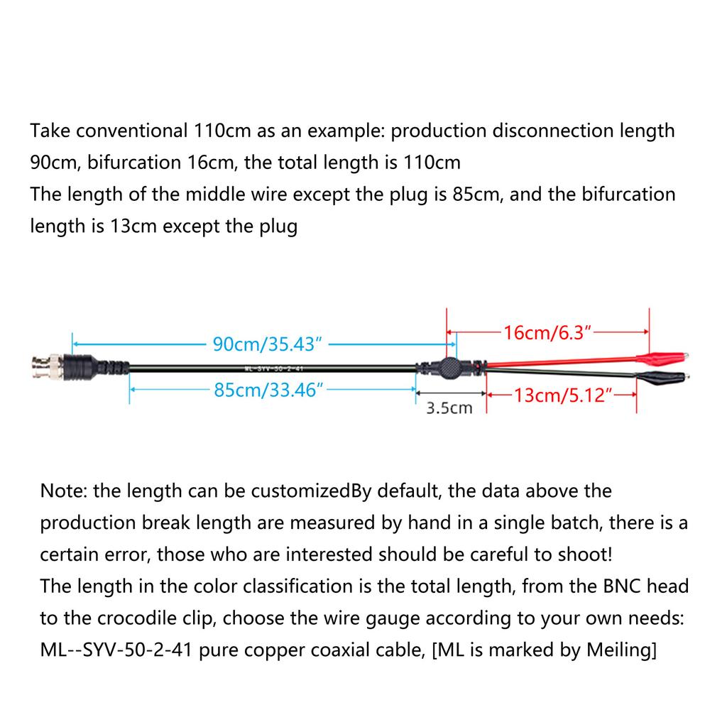 Cabluri de măsurare pentru osciloscop BNC Q9 de 110 cm, sondă pentru osciloscop BNC Q9, instrument de conectare versatil utilizat pentru laborator și atelier