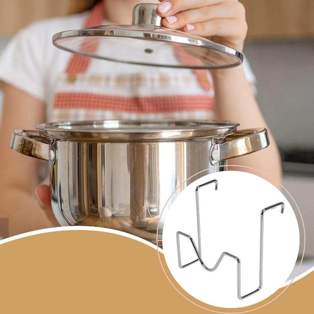 2pcs Anti-Tip Pot Lid Holder Non-Slip Lid Organizer Multifunctional Lid Storage Stand  Desktop