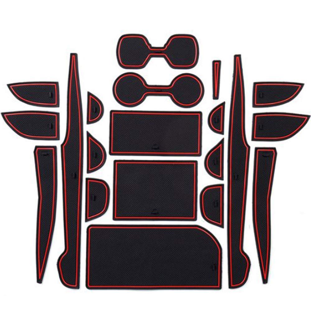 Wellvie Camry 70 Series Interior Rubber Red Drink Holder Door Pocket Rubber Interior Parts X 20 Mats, Line, Non-Slip Mats, Mats, Mats, (Red Black,