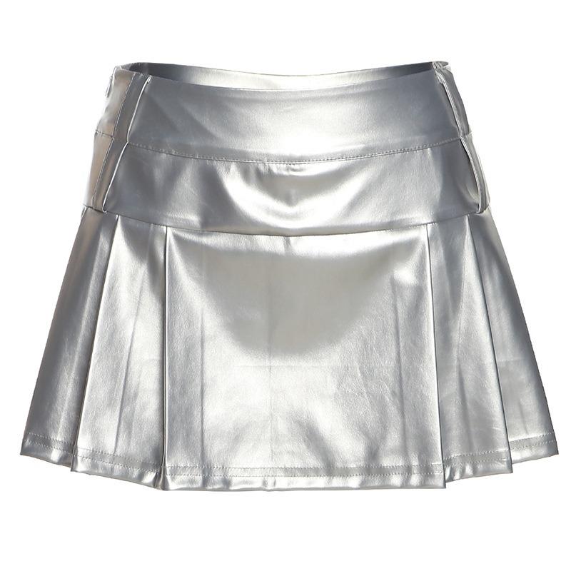 Spring Summer Women's Solid Color Slim-fit Street Fashion High Waist Skirt Pleated Skirt