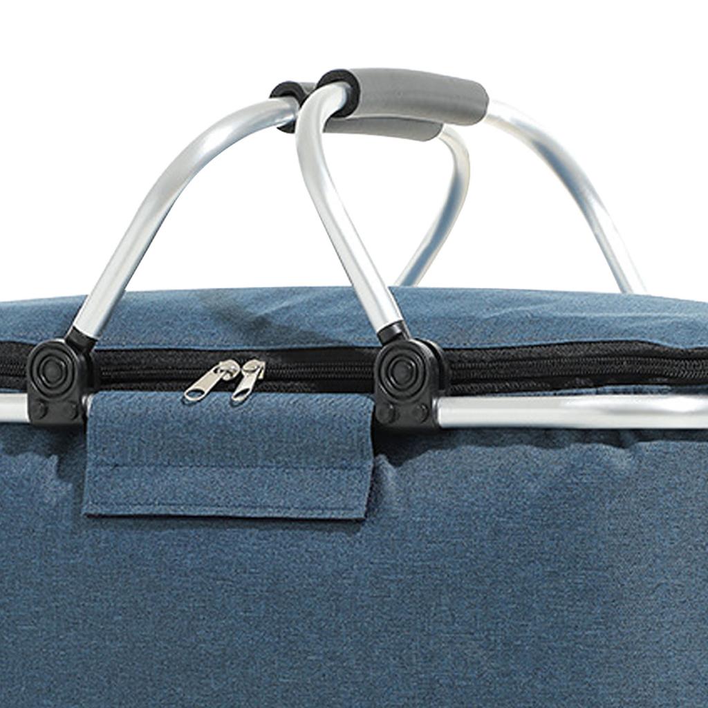Picnic Bag Foldable Picnic Basket Insulated Comfortable Handle Ice Pockets Cooler Bag for Picnic