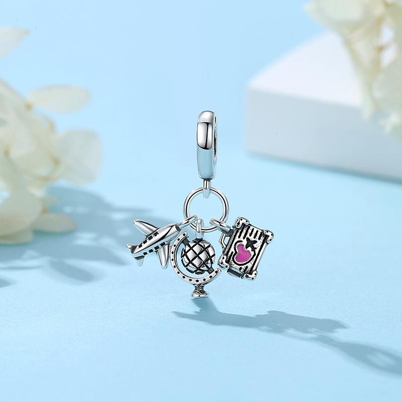 Original Copper Charms Camera Suitcase London Bus Love Beads Fit Brand Bracelets Necklaces Jewelry For Women