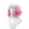 Fantasy White Gray Pink Gradient Air Bangs Chemical Fiber Synthetic Wig | Short Wave Curly Hair |sweet Cool Girl Youth Style Wig