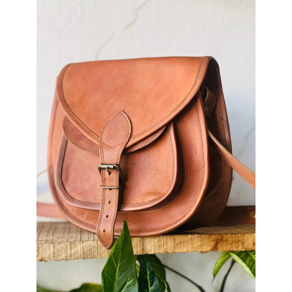 Pure Filtered Women's Goat Leather Crossbody New Messenger Handbags Brown Bag