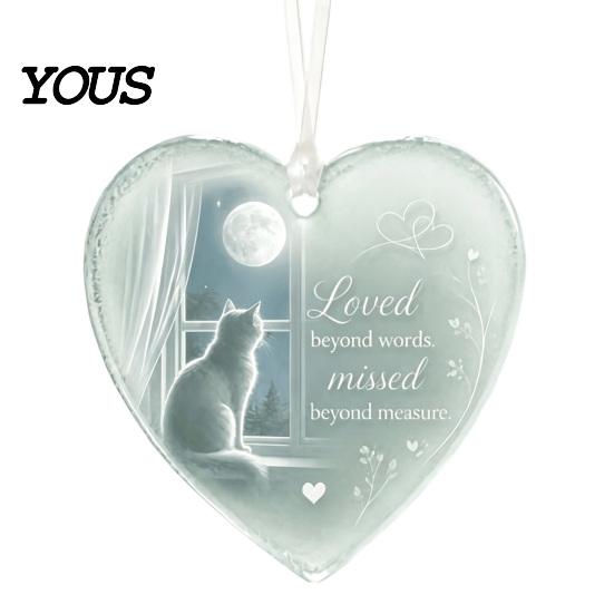 Pet Loss Consolation Gift Acrylic Heart Shape Ornament with Animal Pattern & Emotional Message, Decorative Pendant Hanging Rope for Car Rear