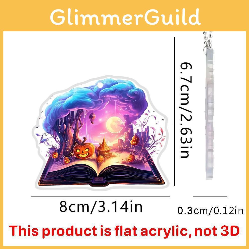 Halloweenbuch mit Magie-Thema Kürbismuster Acrylanhänger für Feiertagsdekoration