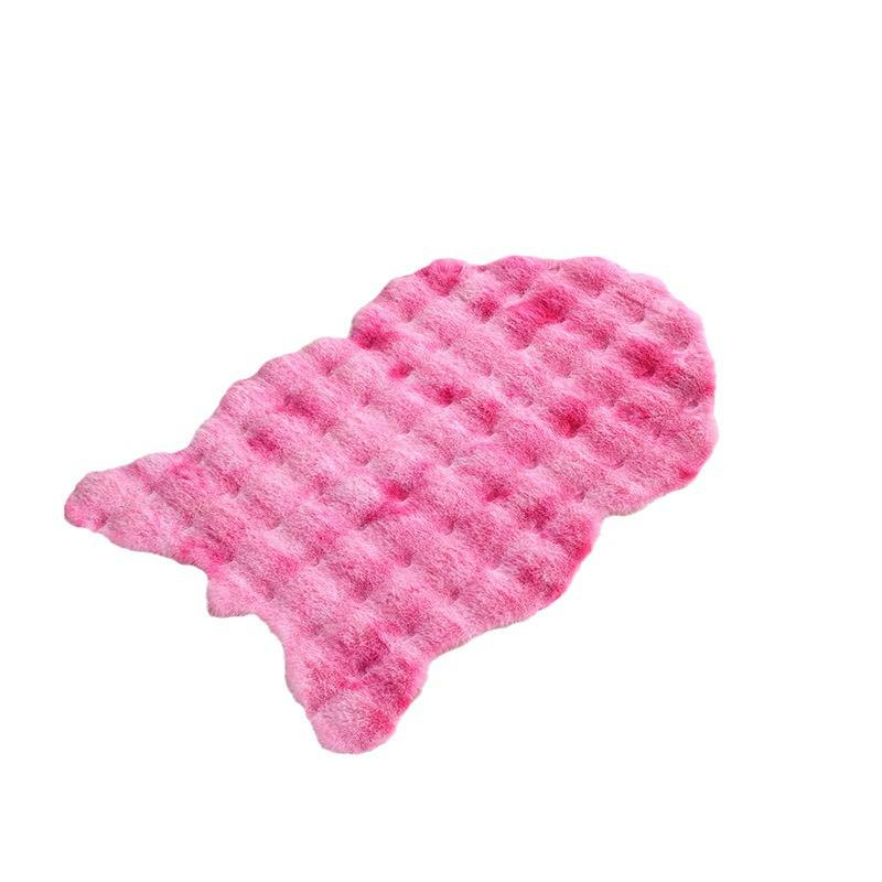 Bubble Fleece Faux Rabbit Fur Carpet - Full Coverage Tatami Floor Mat for Home, Bedroom, Living Room, or Bedside