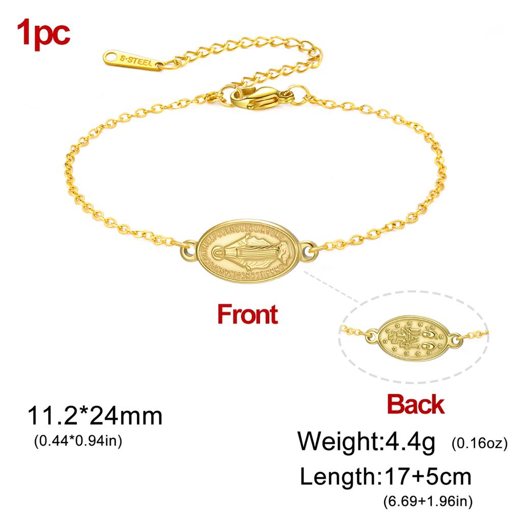 Virgin Mary Bracelets Stainless Steel Mysterious Talisman Bracelet for Women Men Double-sided Amulet Jewelry Gifts