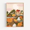 Modern Autumn Lovers Pumpkin Winter Forest Illustration Poster and Prints Canvas Printing Wall Art Picture for Living Room Decor