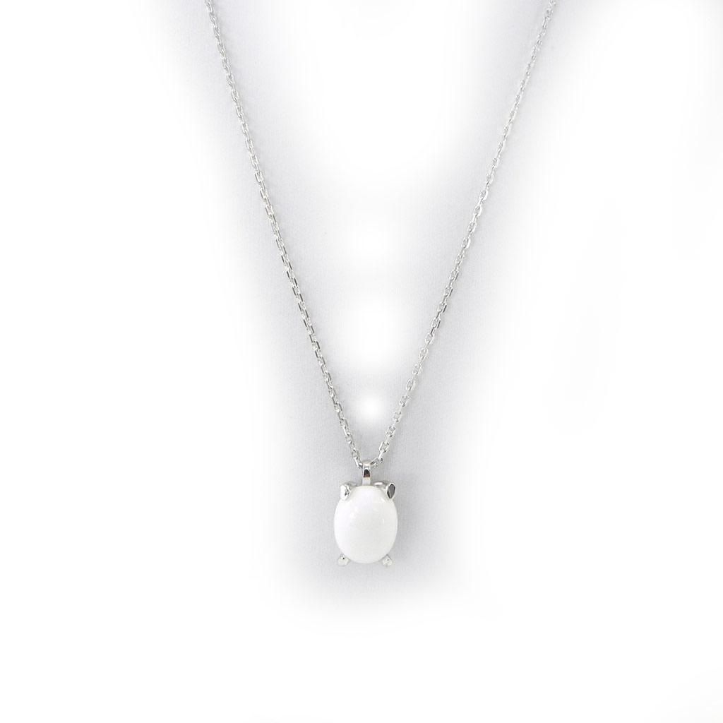 Altesse [G6897] - Opaque White 'Scarlett' Silver Necklace