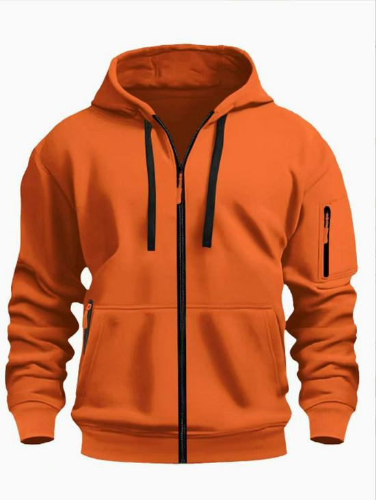 Europäischer Herren-Fleece-Kapuzenpullover Cardigan - Herbst/Winter Lässiger Sportstil, Kapuzenjacke Dick