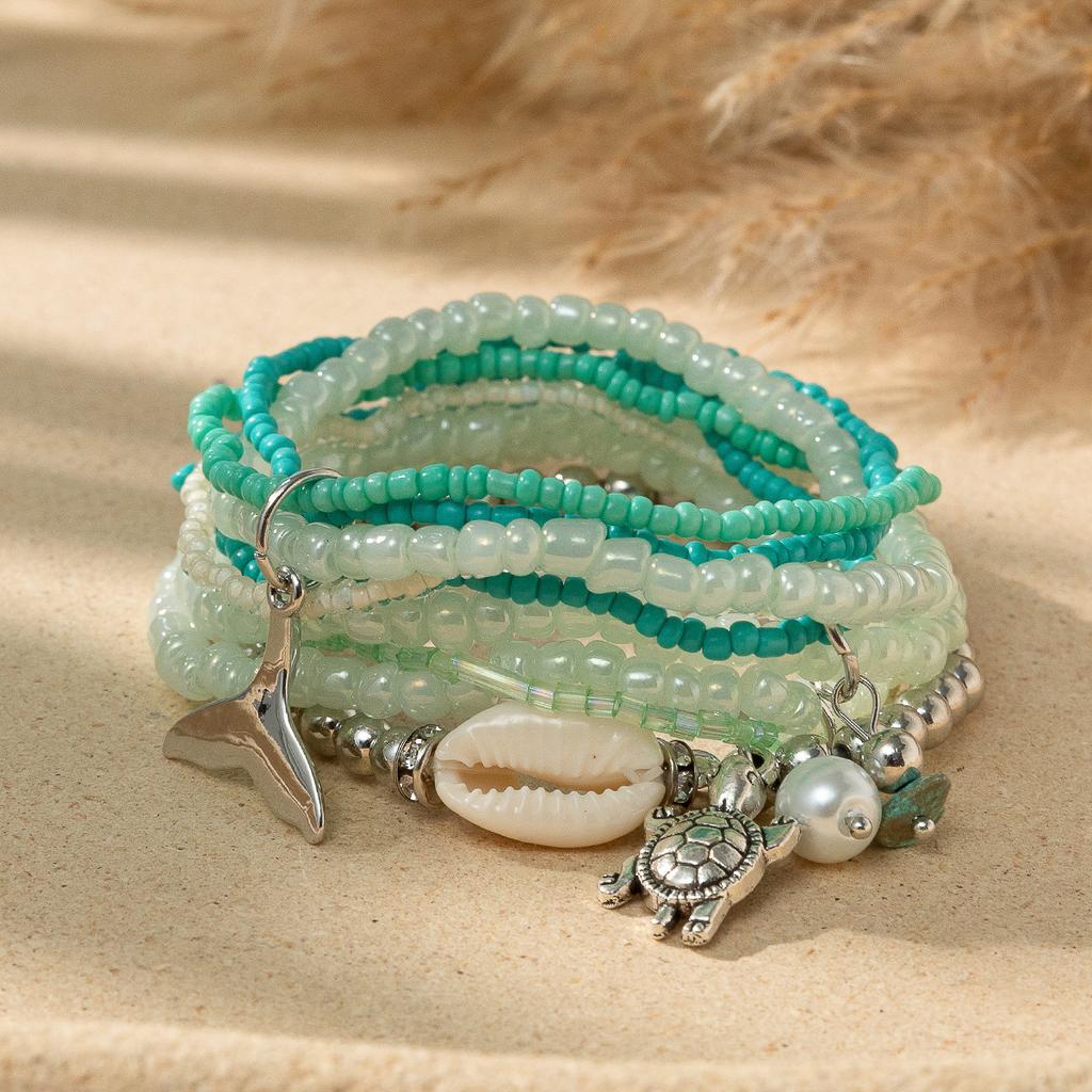 Boho Perlenarmband Instagram-inspiriert Nischenstil Farbblock-Stapelarmband-Set
