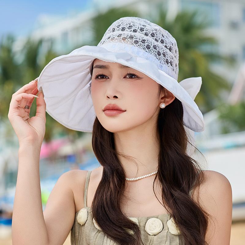 

Летняя шляпа женская солнцезащитная шляпа от солнца летняя мода сетка сетчатая дышащая бант шляпа-ведро Average size