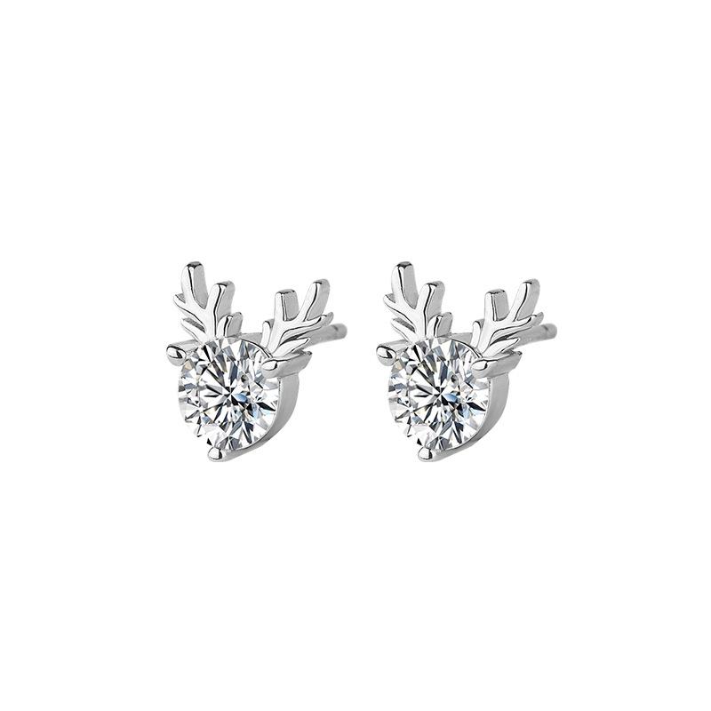 S925 Sterling Silver Forest Deer Stud Earrings - Versatile Elf Antler Design