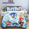 Hedgehog Sonic Pattern Bedding Quilt Set Quilt Cover Pillowcase Home Decoration Birthday Gift (1 * duvet cover + 2 * pillowcase, without core)