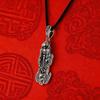 Silver Ruyi Pixiu Pendant, Unisex Braided Rope Necklace, Pikachu Sweater Chain Pendant, Vintage Ethnic Style Wear Accessory