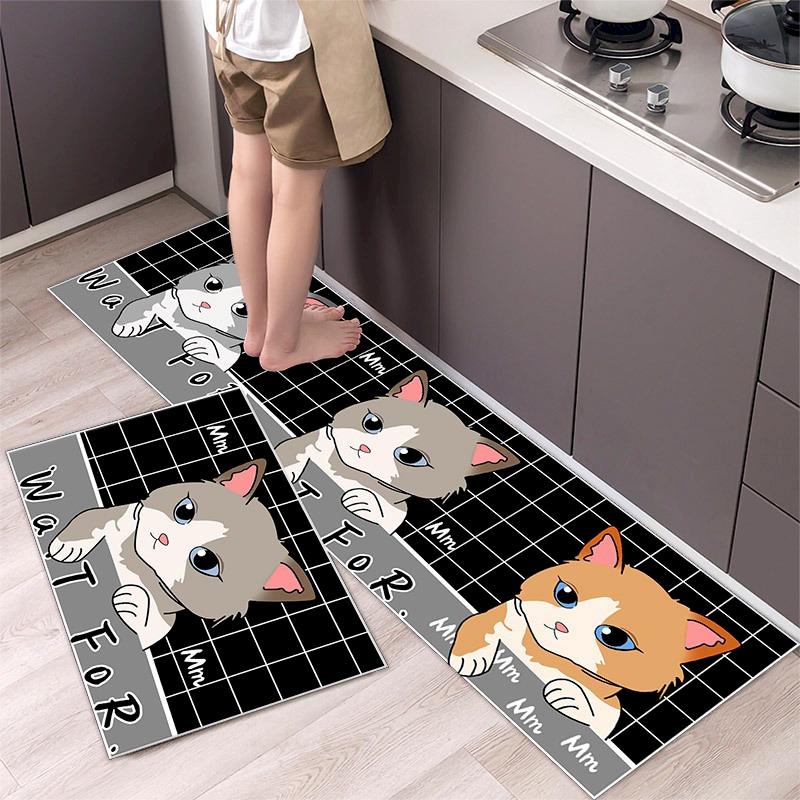 Cute Cartoon Animal Carpet Kitchen Non slip Washable Floor Mat Animal Printing Entrance Floor Mat Home Decoration