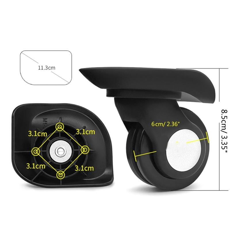 2Pcs Trolley Casters Replacement Heavy Duty Roller Wheel for Luggage Box Suitcase 360 Degree Swivel kit SilentWheel