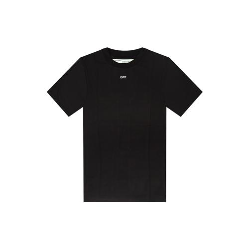 OFF WHITE SS19 Drop Shoulder Ärmel T-Shirt Damen Schwarz OWAA029R187700091088