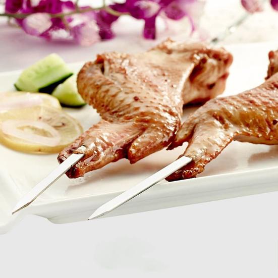 100/200Pcs BBQ Skewers Stainless Steel Heavy Duty Rust Resistant Metal Skewers Outdoor Barbecue Grill Skewers