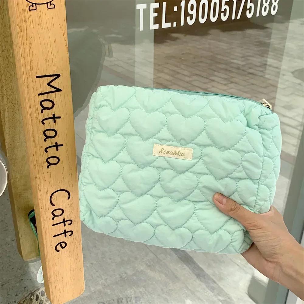 Women's Heart Makeup Bag Cute Wash Organizer Bag Multifunctional New Cosmetic Bag Small Large Coin Napkin Sanitary Pad Case