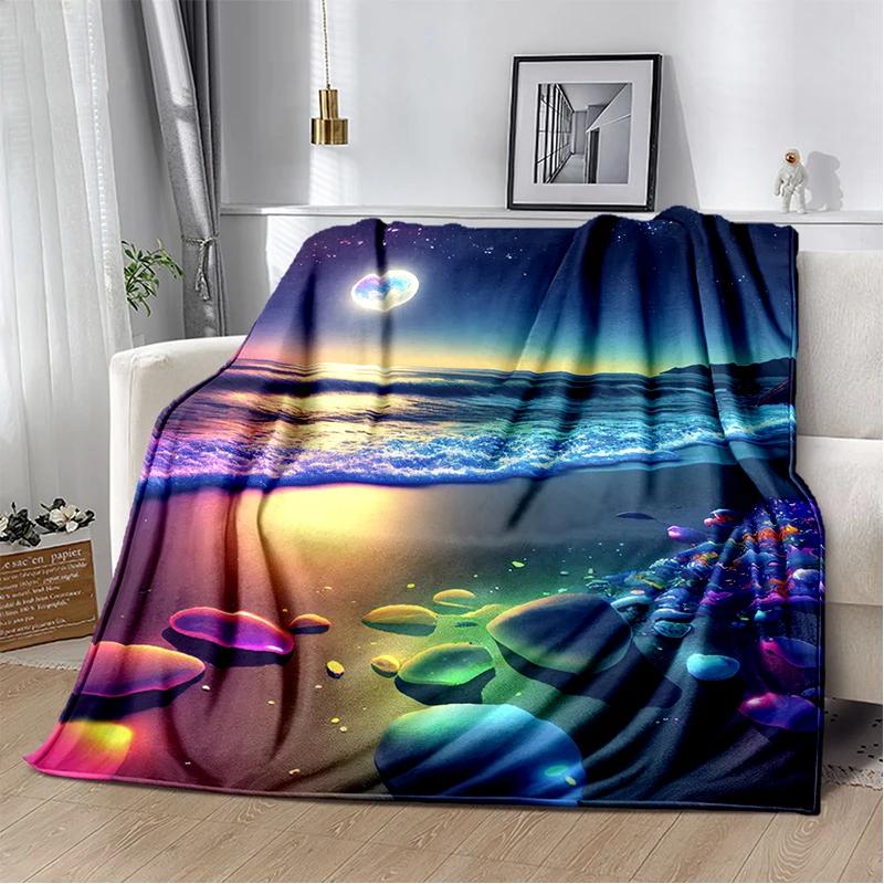 2025 New Style Beauty Colorful Pebble Road Beach Stone Scenery Blanket,Soft Throw Blanket for Home Bedroom Bed Sofa Cover Kids