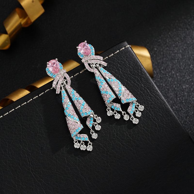 

Zircon Tassel Silver Needle Earrings: French Luxury Autumn/Winter Collection