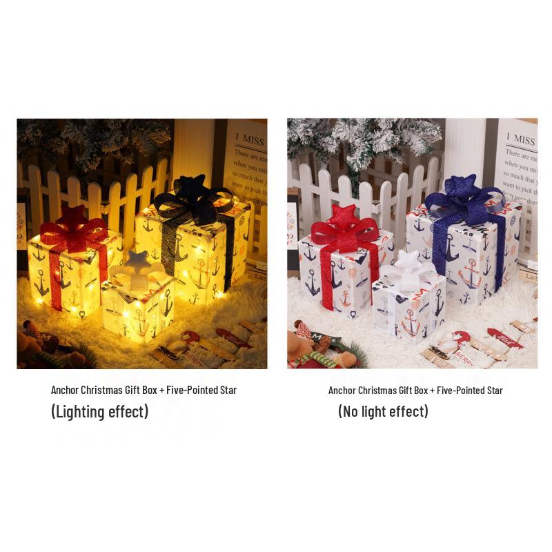 Cross-Border Christmas Luminous Gift Box Set: Outdoor Decorative Lights for Courtyard & Mall Display