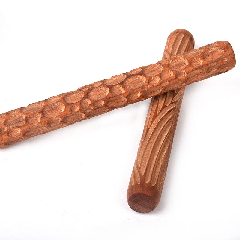 Ceramic Tools: Wooden Textured Clay Roller Set with 5 Patterned Styles for Clay Sculpture.