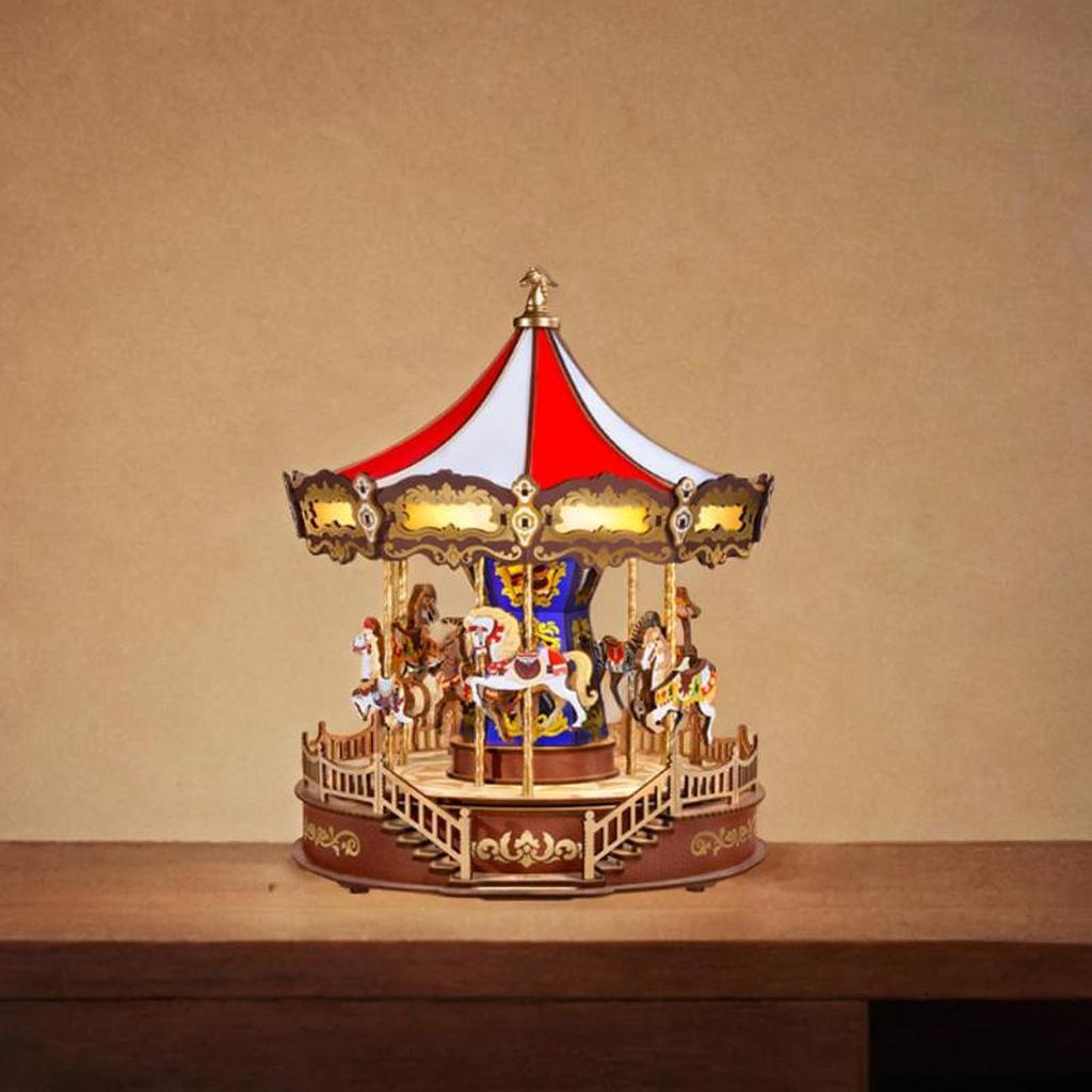 Musikalisk karusell musiklåda med ljus multifunktionell vacker bordsdekoration för mamma, flickor, kvinnor, dotter semesterpresenter