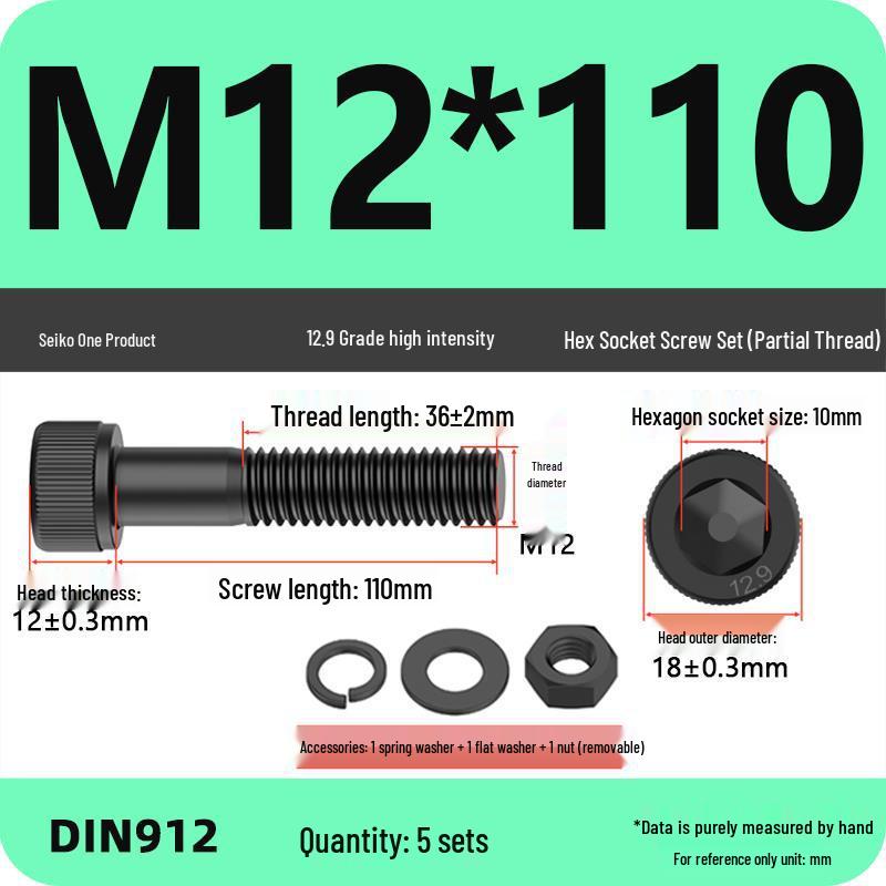 12.9 High Strength Socket Head Cap Screw and Nut Set M8-M16.