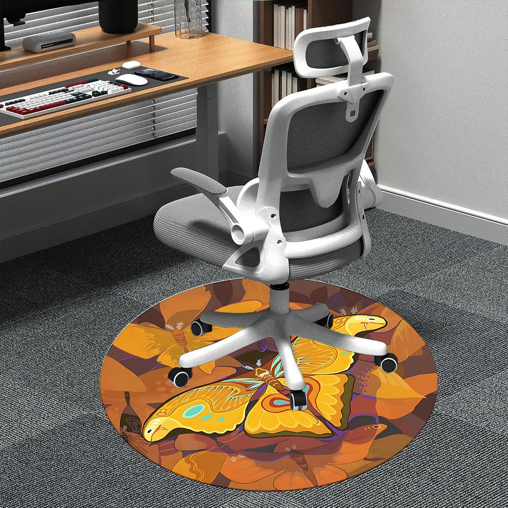 1pc Butterfly Moth Office Round Area Rug, Indoor Mat Suitable ForOffice, Under Office Chairs Bedroom Living Room Home Decor, Room Deco,  N69