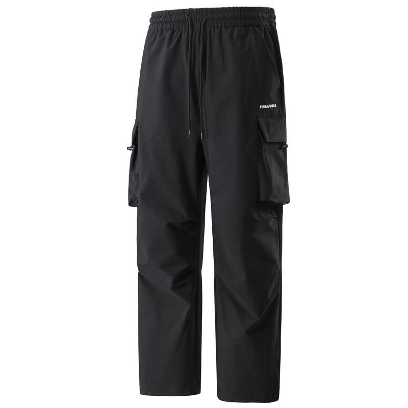 Nadměrná velikost 4XL-10XL Podzimní nadměrné černé cargo kalhoty pro muže Oblečení Vodotěsné Ležérní Elastický pas Dlouhé kalhoty