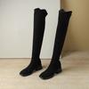Krazing Pot Flock Autumn Winter Shoes Med Heels Size 43 Over-the-knee Boots Beauty Lady Slip on Elastic Thigh High Boots