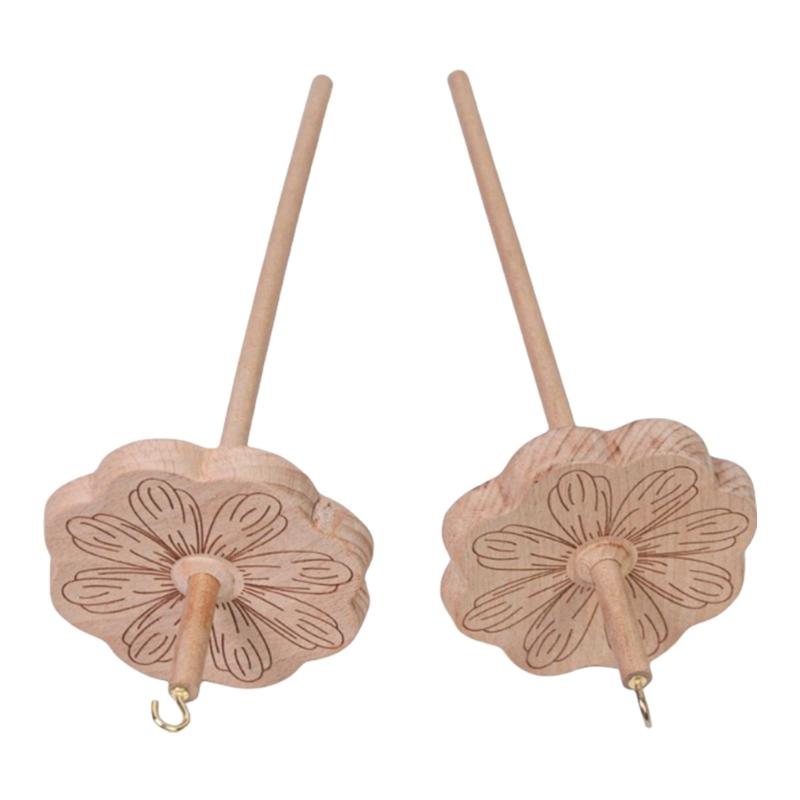 

2Pcs Wood Spindle Top Whorl Yarn Spinner for Crocheting Wool Yarn Making 1