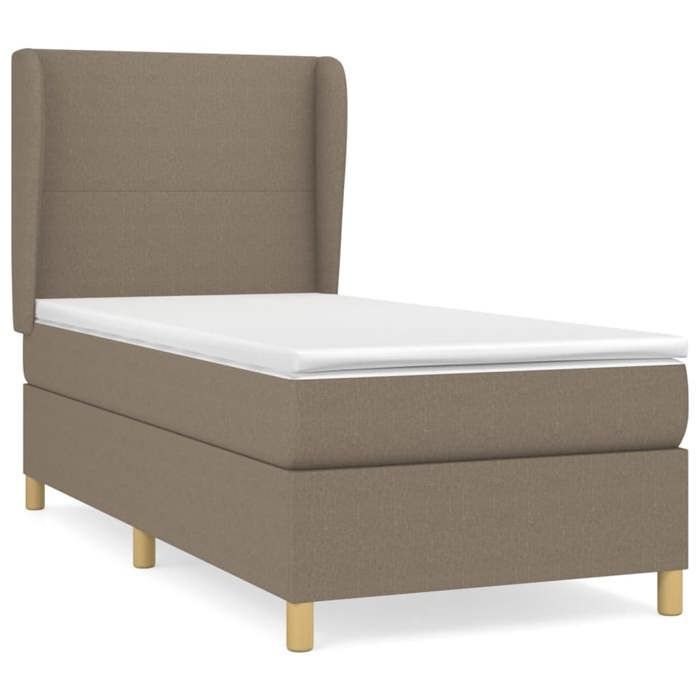 3128337 vidaXL Divan Bed with Mattress Taupe 90x200 Cm Fabric