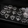 15Pcs Vintage Silver Joint Knot Rings Set Women Bohemian Stackable Joint Finger Rings Retro Stone Crystal Stacking Rings