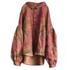Johnature Vintage Shirts Linen Women And Tops Print Floral Blouses Turndown Collar Autumn Loose Button Quality Shirts