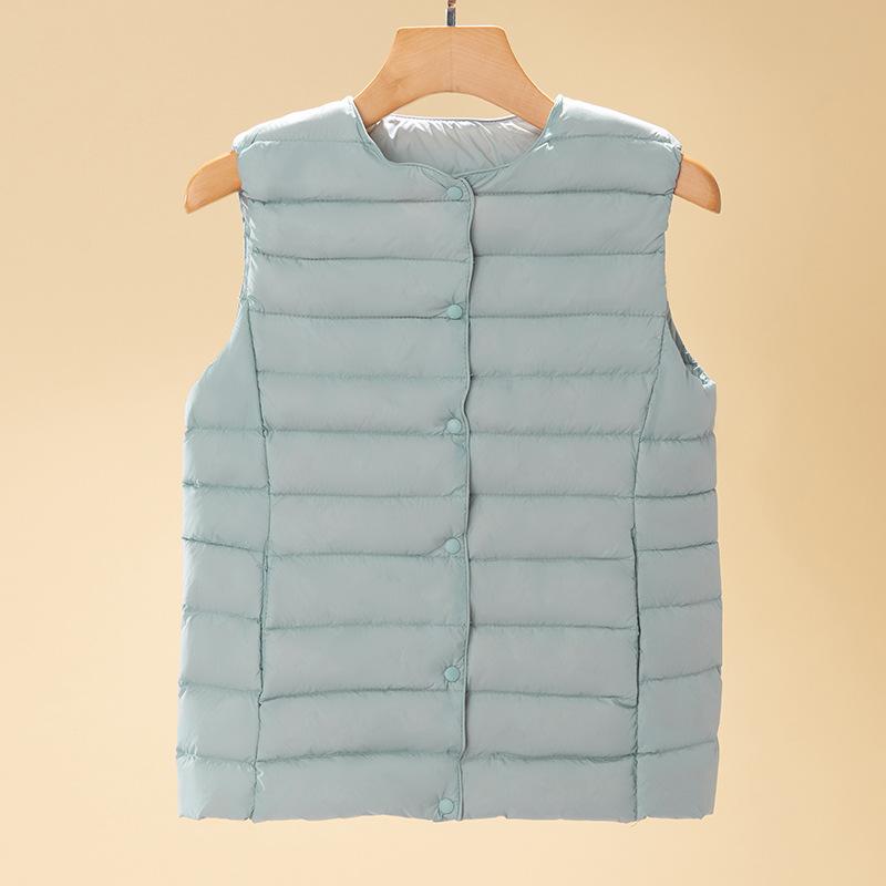 Gilet Dowm ultraléger automne hiver pour femmes d'âge moyen 2024 nouveau col rond rembourré sans manches vestes chaudes grande taille